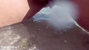 Shaved Pussy Peeing On Public Beach