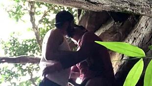 Sex on the beach with big cock and hairy ass