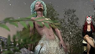 Mermaid in costume sucks monster cock roughly with big tits bouncing