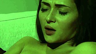 Blonde babe watches naked girlfriend masturbate and finger wet pussy while bent over