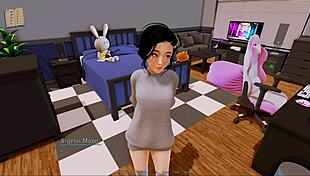 in harem hotel, the cute anime girl in sexy outfit gets wild