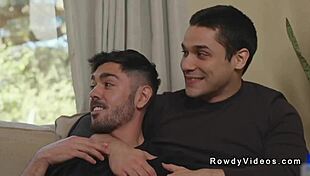 Powerful black hunk dominates white roommate with bareback anal and big black cock sucking