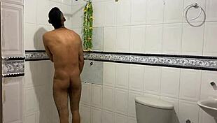 my cousin's gay boyfriend enters the bathroom, gets excited, and we fuck