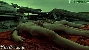 Stepmom and Stepson Masturbate on Greek Beach