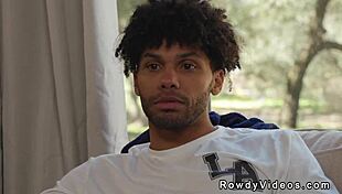 Powerful black hunk dominates white roommate with bareback anal and big black cock sucking