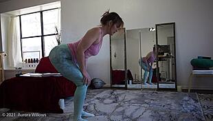 Yoga Lesson With Brunette Babe