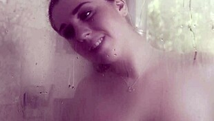 chunky lesbian gets excited in the shower, licking her blonde friend's shaved pussy