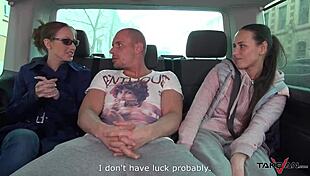 This sultry secretary gets picked up and fucked hard in the van.