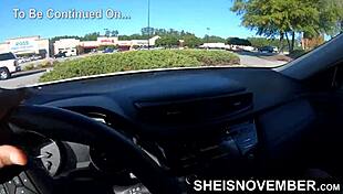 Step father seduced by step daughter's big areolas and nipples in parked car outdoors