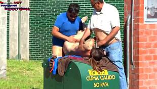 hot latina milf danna begs for dick from two guys and gets banged on the street 😈