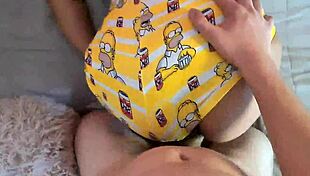 Huge Brunette Latina Spreading Tight Pussy in Cowgirl Creampie Close-Up