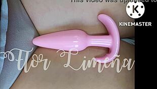 peruvian girl toys her ass at work