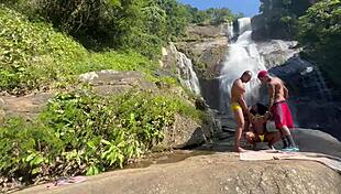 Me And Friend Take Hot Girl To Waterfall For Sex
