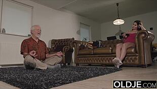 Hottie takes cock deepthroat in old young fuck