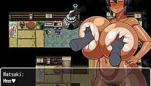 Tanned Natsuki In Hentai Game Fucking Village Friends With Creampie