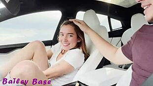 Petite teen almost caught fucking on road trip
