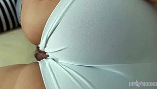 Hairy teen masturbates to orgasm in wet panties