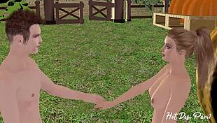 Public Park Blowjob and Pussy Creampie Cartoon Sex