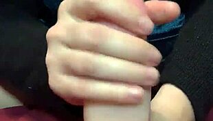 hey, this slut wife is sucking and tit-fucking that big dildo like a pro 😏