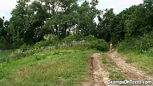 Teen Interacts With Older After Outdoor Activity