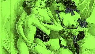 Vintage erotic illustration from antique retro anime