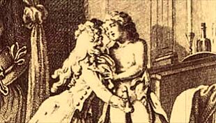 Vintage erotic illustration from antique retro anime