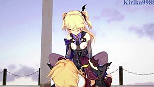 Amber and fischl amy and aether intense sex - genshin impact hentai