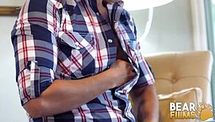 Blindfolded gay bear avi strider jerks off solo 😏