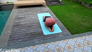 Step sister rides monster cock after yoga, leading to oral and facial orgasm