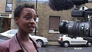 Ebony girl Lala stars in interracial group scene.