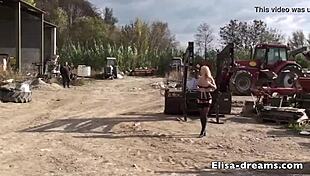 Milf slut flashes tits and ass nude in public park!