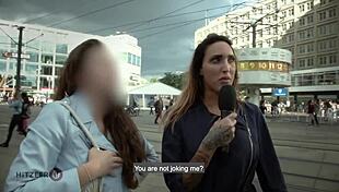 Hitzefrei German couple caught in a street fuck on camera, blonde petite with tattoos 😍