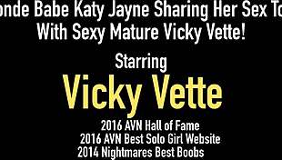 blonde babe katy jayne sharing sex toys with sexy mature vicky vette