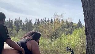 Chubby bbw remi enjoys a moment on a giant rock with her partner