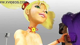 two busty lesbians fuck with double dildo in public store