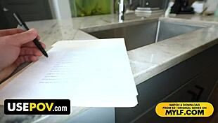 Alexa Payne, the stepmom, helps her stepson study while he fondles her big juicy tits in POV. He then gets a taboo blowjob and cums on her face.