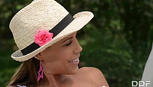 Glamour hottie satin bloom shows us her big boobs during anal fucking