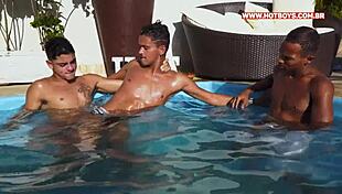 Pool Party Threesome Fuck