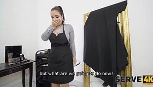 Barber Bangs Big Tits Woman In Shop