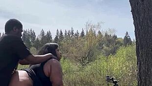 Chubby bbw remi enjoys a moment on a giant rock with her partner