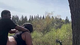 Chubby bbw remi enjoys a moment on a giant rock with her partner