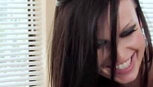 Guiding the young Russian teen in the tender art of pussy licking with stockings on