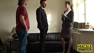 the sub's ass gets belted and pounded hard in bdsm