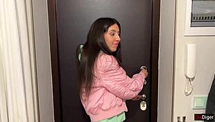 Public pickup turns daring as guy persuades girl for cash deal