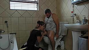 French Maid Delivers Blumkin Cum Shot After Gagging