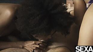 ebony beauty joins a horny couple for passionate threesome sex, let's get wild