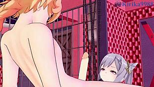 Lumine and keqing ride aether in intense sex 💦