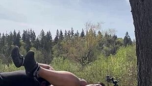 Chubby bbw remi enjoys a moment on a giant rock with her partner