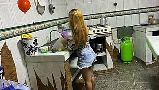 stepson caught watching stepmother's yoga stretches