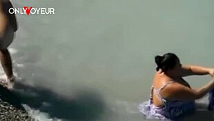 beach voyeur catches bbw mermaid with huge tits in the sea